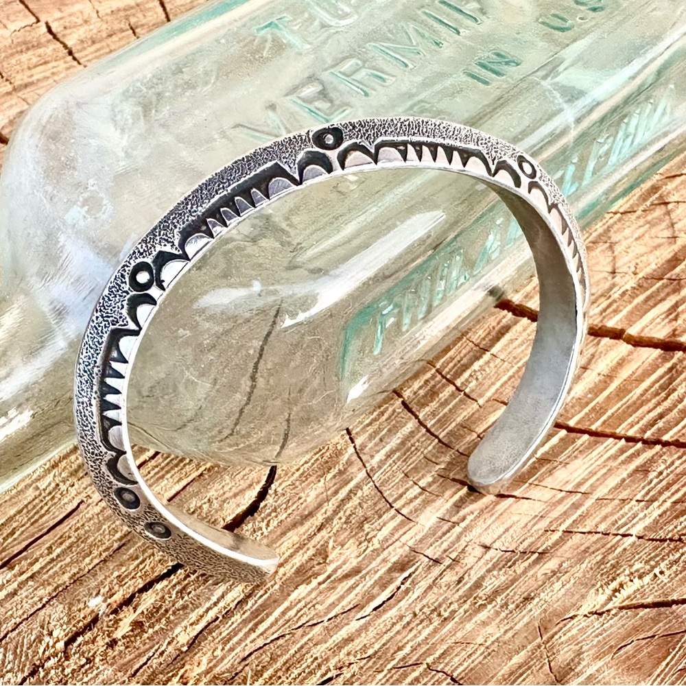 Hand stamped sterling silver cuff